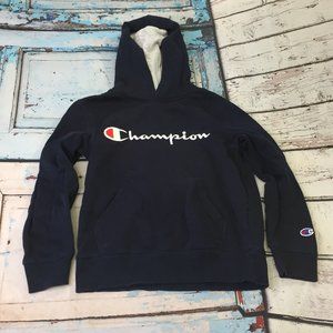 Champion Hooded Sweatshirt Heritage Fleece Navy Blue Boy's Size Small hoodie